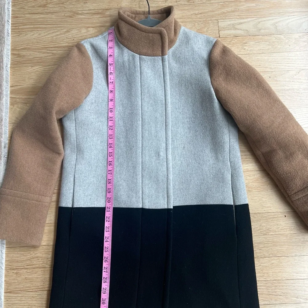 J.Crew Colorblock City Coat in Camel, Gray, & Black Size 04 - Picture 7 of 16